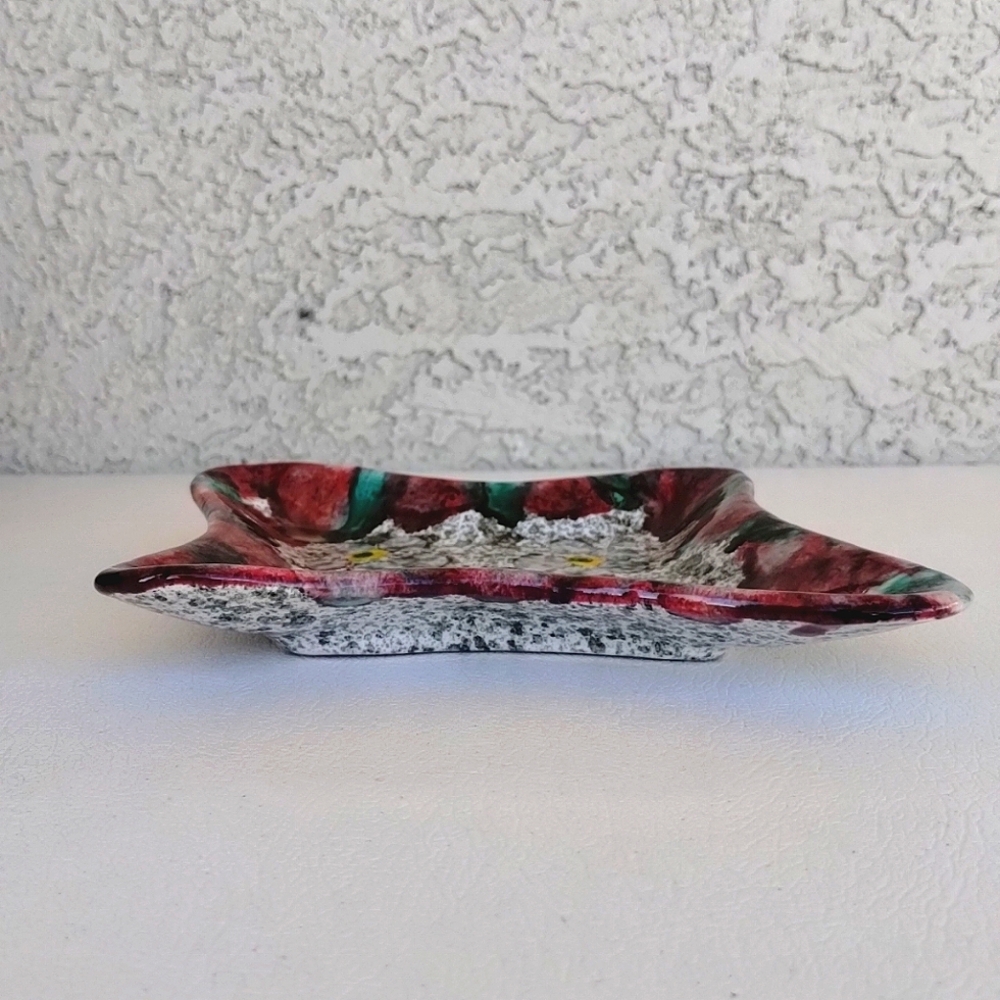 Italian Art Pottery Trinket Dish Ashtray Dripped Glazed Amoeba Freeform Signed - Picture 10 of 15